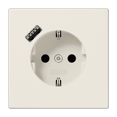 JUNG SCHUKO Слоновая кость, Розетка с USB-зарядным устройством, тип A; термопласт LS1520-18A