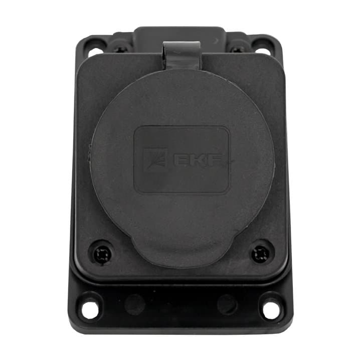 EKF Basic Розетка настенная с защитной крышкой каучуковая наклонная 230В 2P+PE 16A IP44 RPS-019-16-230-44 — миниатюра 6