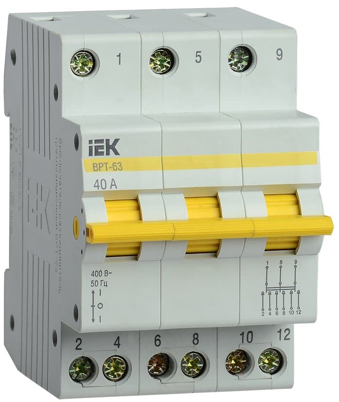 IEK KARAT Выключатель-разъединитель трехпозиционный ВРТ-63 3P 40А