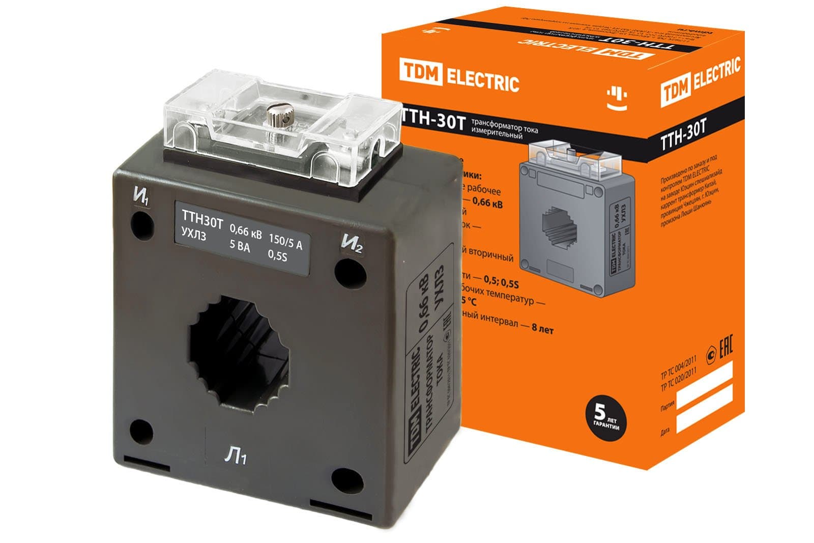 TDM Трансформатор тока измерительный ТТН  30T/150/5- 5VA/0,5S-Р SQ1101-1071