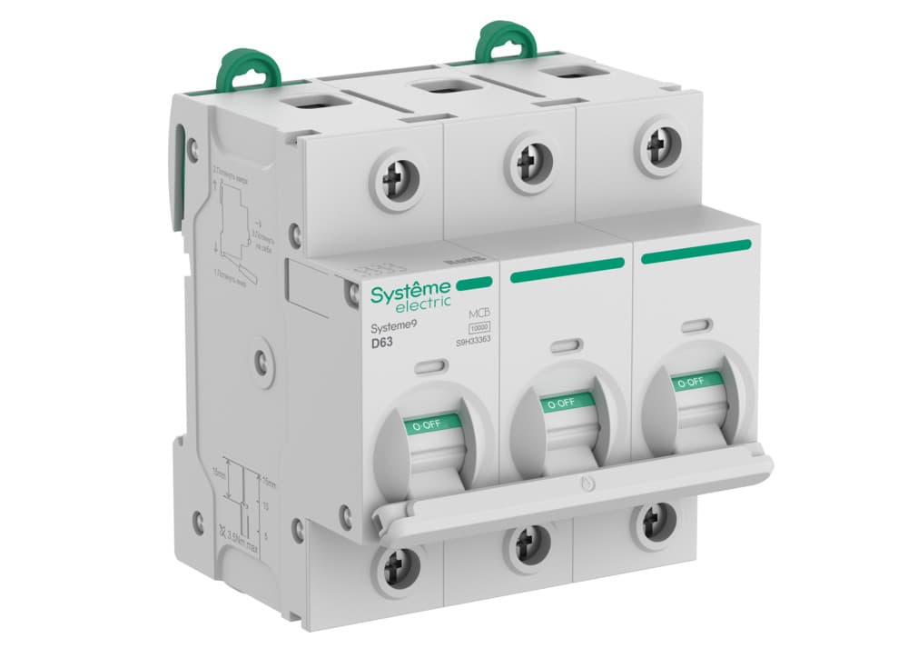 Systeme Electric Systeme9 Автоматический выключатель (АВ) 27мм D 63A 3P 10 kA 400В