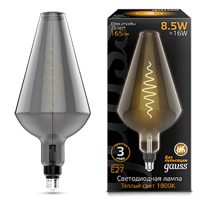 Gauss Лампа Filament Vase 8.5W 165lm 1800К Е27 gray flexible LED 180802005