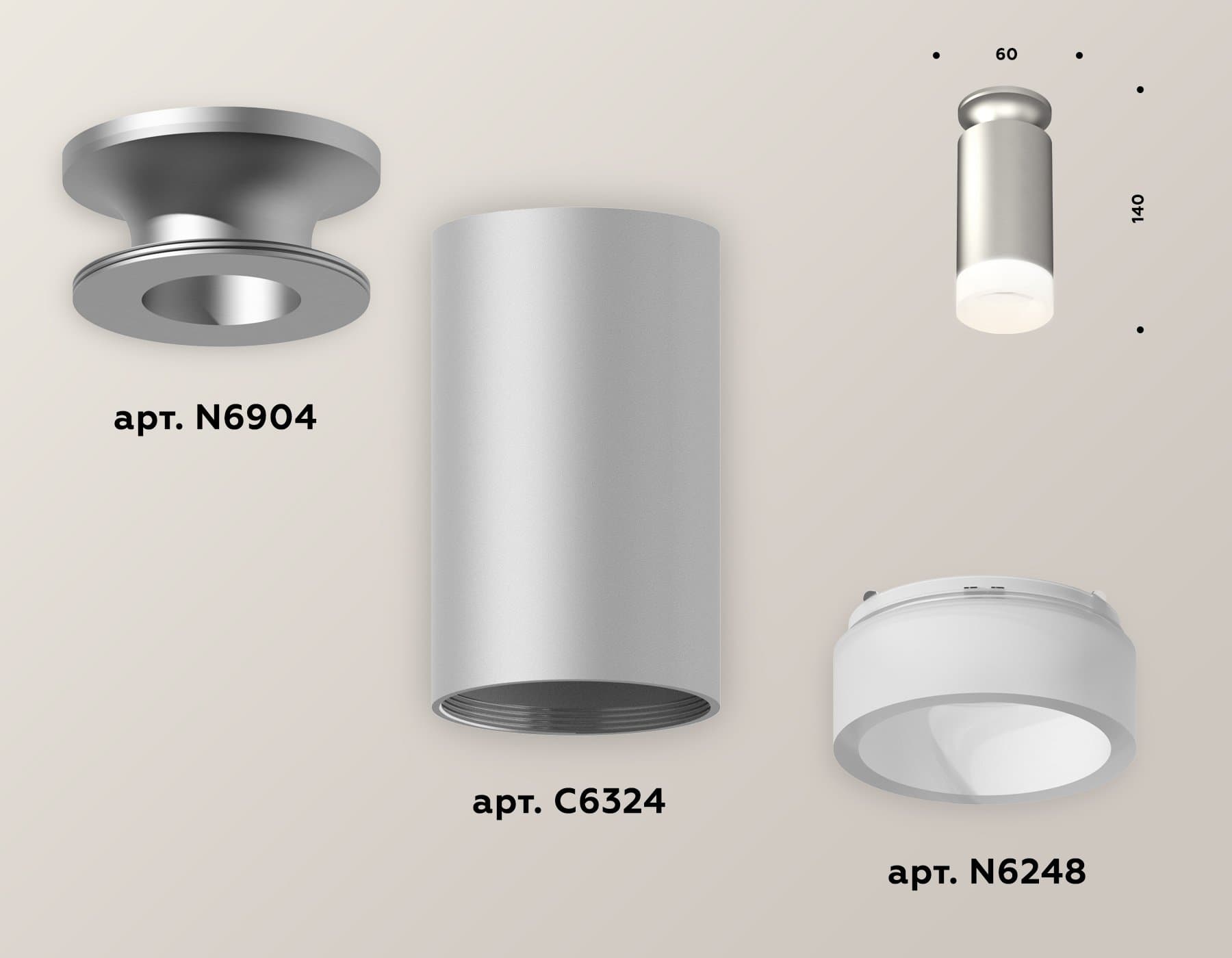 Ambrella Комплект накладного светильника XS6324081 SSL/MCH/FR серебро песок/хром матовый/белый матовый MR16 GU5.3 (N6904, C6324, N6248) — миниатюра 3
