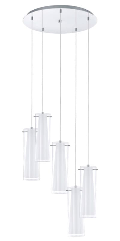 Eglo 93003 Подвес PINTO, 1х60W (E27), 500, H1500, сталь, хром/ опал. стекло, прозрачный, белый
