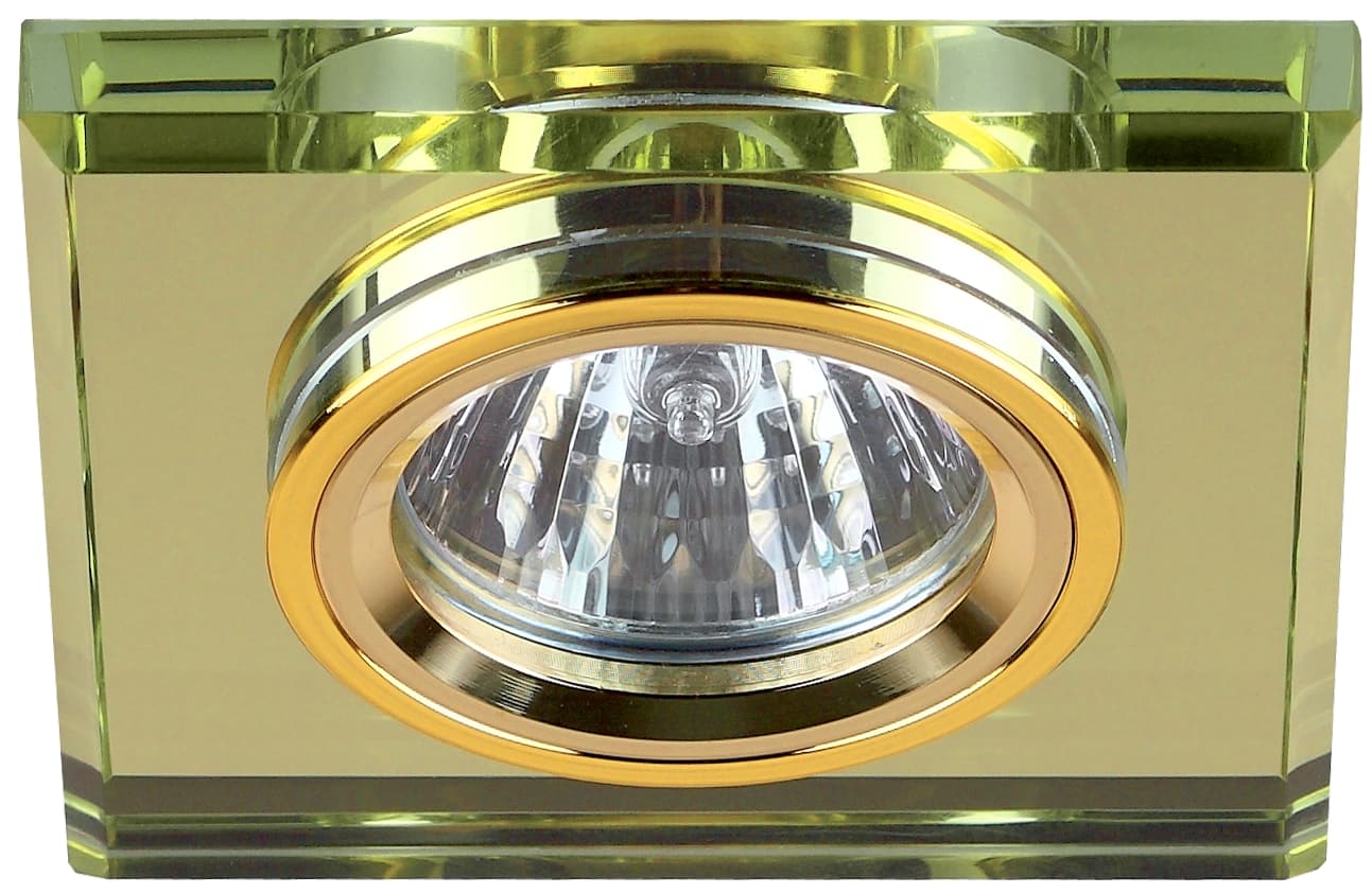 ЭРА Светильник DK8 GD/YL декор стекло квадрат MR16,12V/220V, 50W, золото/зеркальный желтый