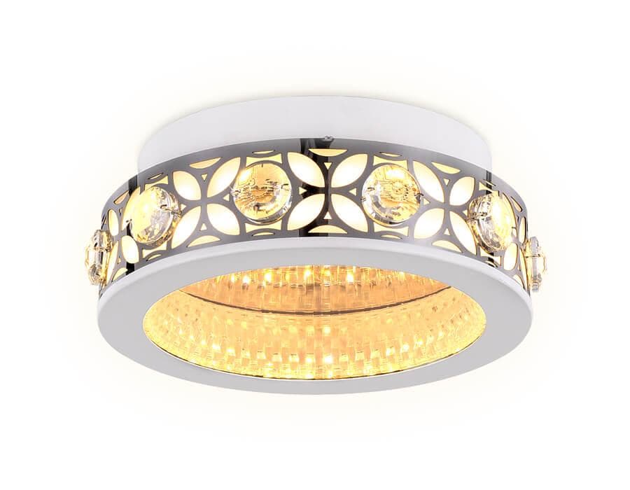 Ambrella Настенно-потолочный светодиодный светильник с хрусталем FA9420 WH/CH белый/хром 3000K 16W D200*80 — миниатюра 4