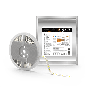 Gauss Лента LED Elementary 2835 -SMD 4.8W 12V DC теплый белый IP20 (ZIP bag 5m) 355000105