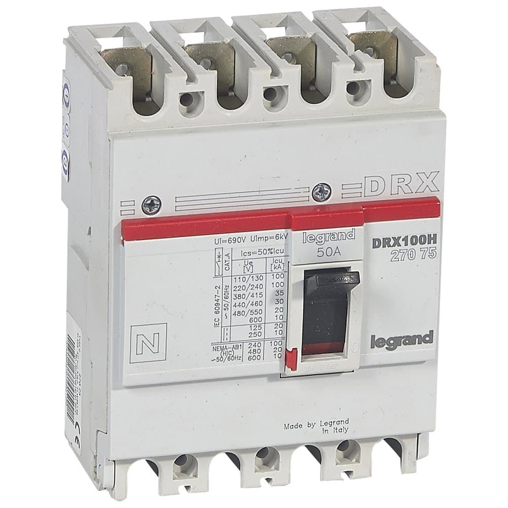Legrand DRX125 термомагнитный 50A 4П 36KA 027075
