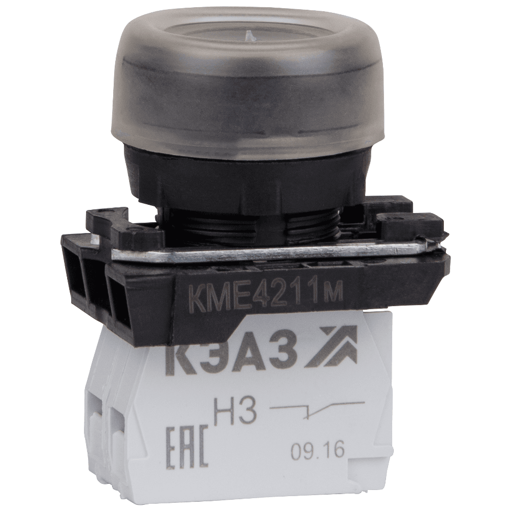 КЭАЗ Кнопка КМЕ4211м-черный-1но+1нз-цилиндр-IP65
