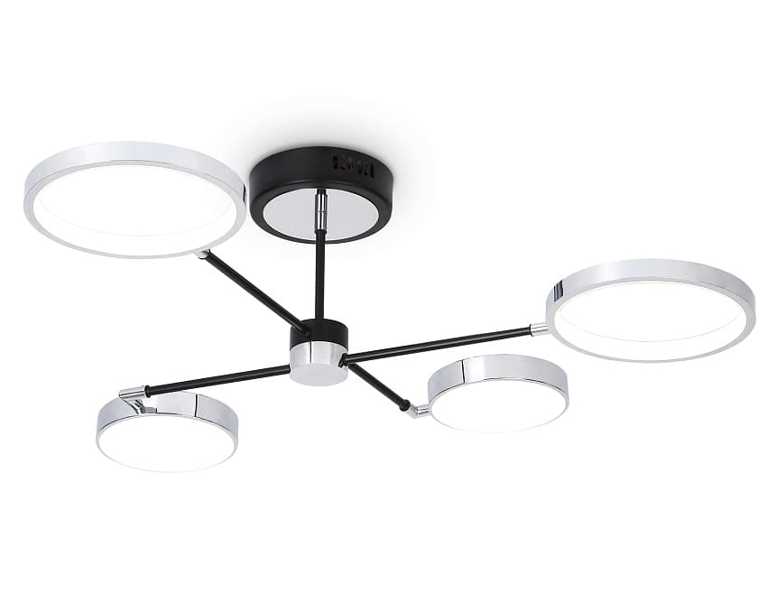 Ambrella Светильник светодиодный потолочный с пультом FL5151/4 BK/CH черный/хром 56W 3000K/4200K/6400K 742*742*222 (ПДУ ИК)