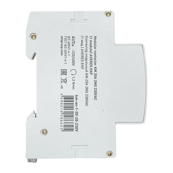 EKF Контактор модульный КМ 20А 2NO 230В АС (1 мод.) AVERES — миниатюра 4