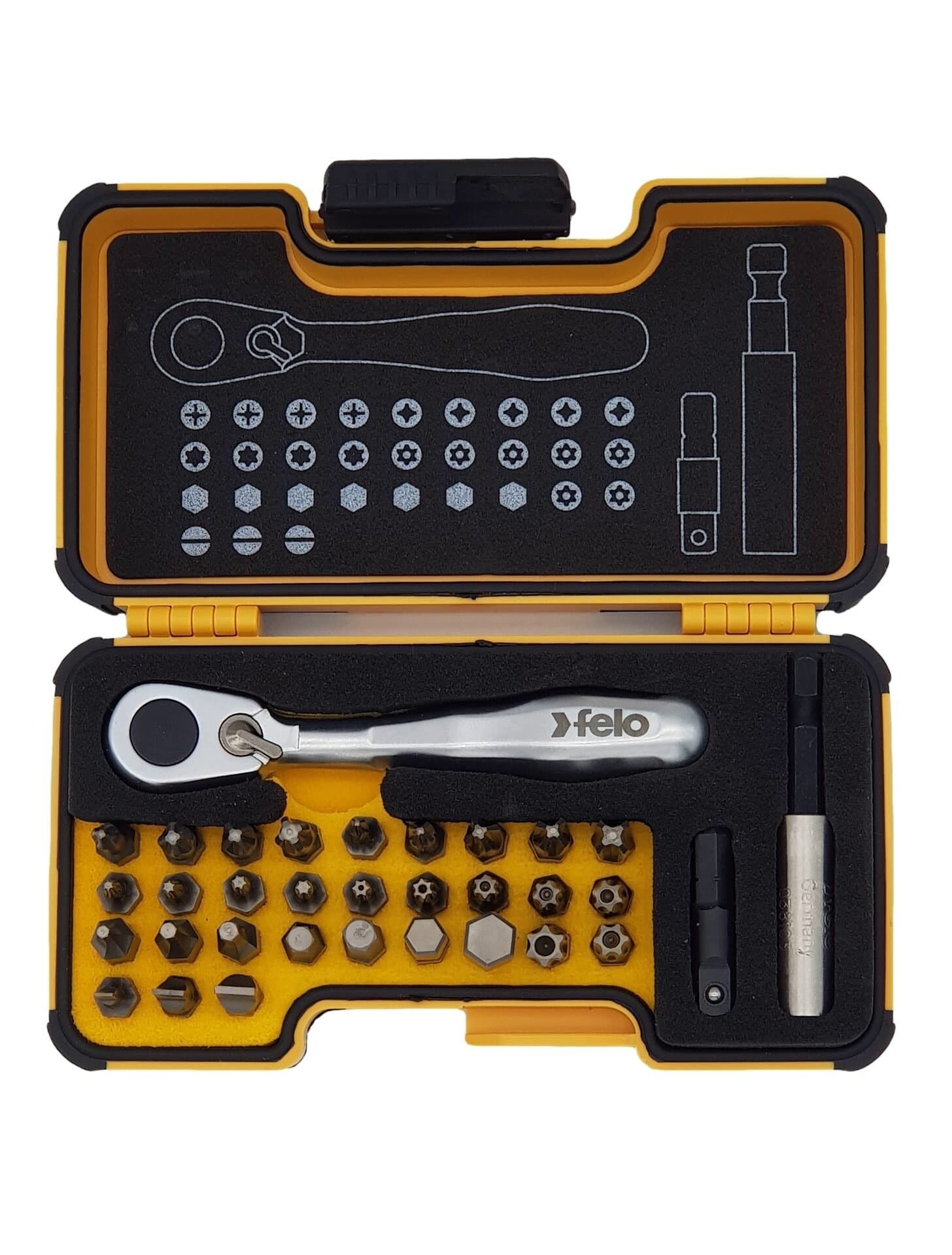 Felo Набор бит SL/PH/PZ/Tx/HEX/TxTR/BH/MS с мини трещоткой в кейсе, 33 шт 05773306 — миниатюра 2