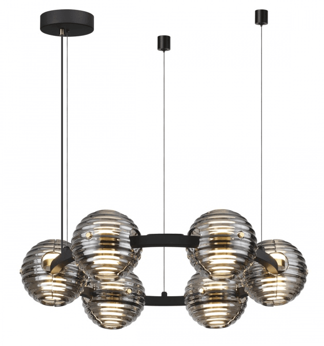 Odeon Light 5041/60L L-VISION ODL24 427 черн./золото/дымчатый/металл/стеко Люстра LED 60W 4000К 1526Лм TRONI