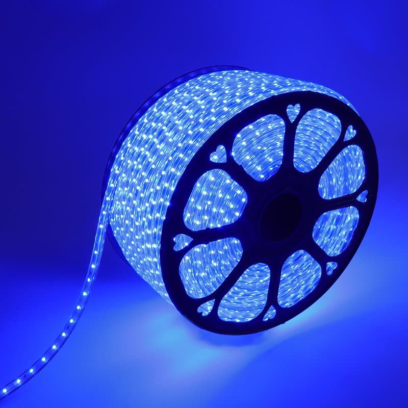 REXANT LED лента 220В, 10*7 мм, IP65, SMD 2835, 60 LED/m Синяя, бухта 100 м 142-603