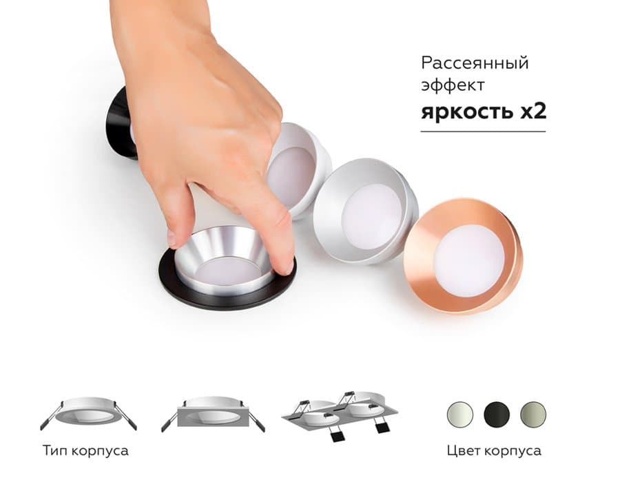 Ambrella Корпус светильника встраиваемый для насадок D70mm C7621 SWH белый песок D92*H25mm MR16 GU5.3 — миниатюра 4
