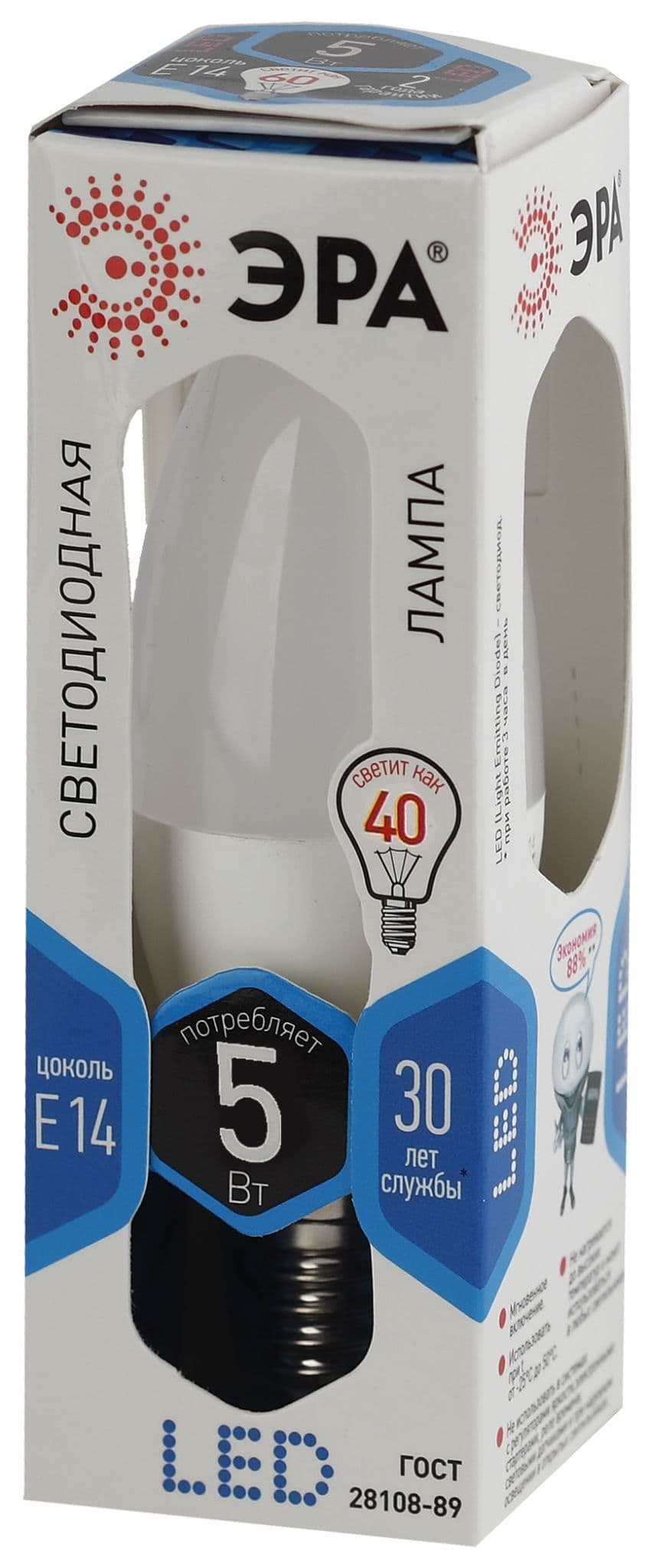 ЭРА LED B35-5W-840-E14 (диод, свеча, 5Вт, нейтр, E14) — миниатюра 2