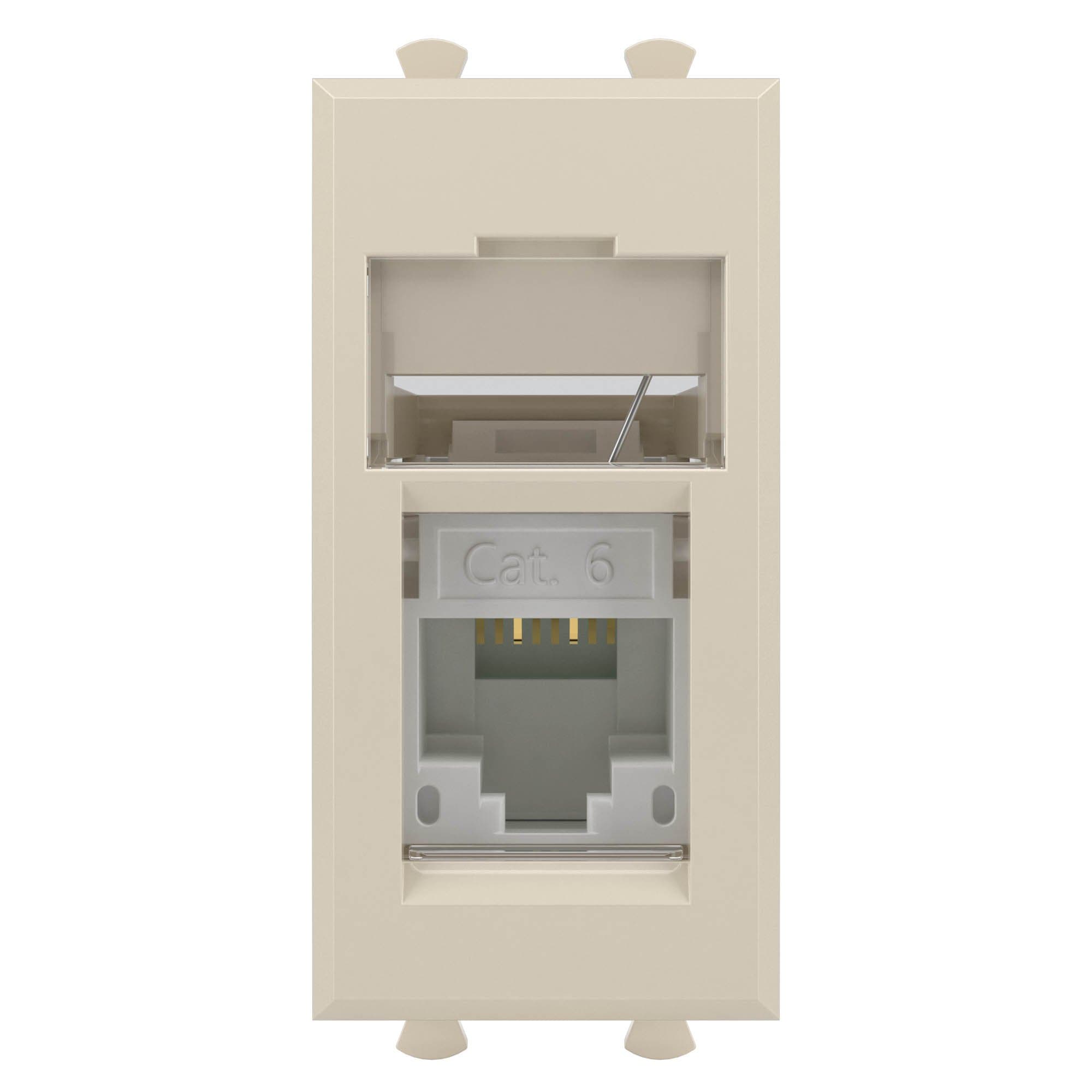 DKC Компьютерная розетка RJ-45 модульная, кат.6, "Avanti", "Ванильная дымка", 1 модуль — миниатюра 2
