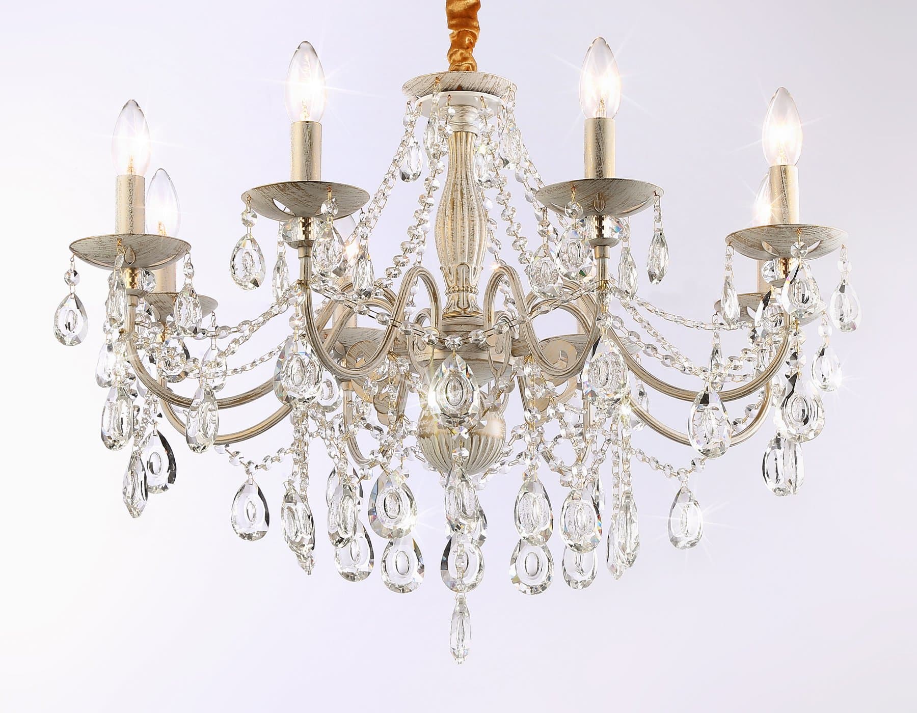 Ambrella Подвесная люстра с хрусталем TR4945/8 WH/GD/CL белый/золото/прозрачный E14/8 max 40W D715*555 — миниатюра 4