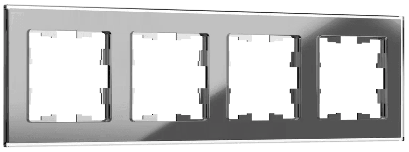 IEK BRITE DECOR Серый глянец стекло Рамка 4-м РУ-4-2-БрСе