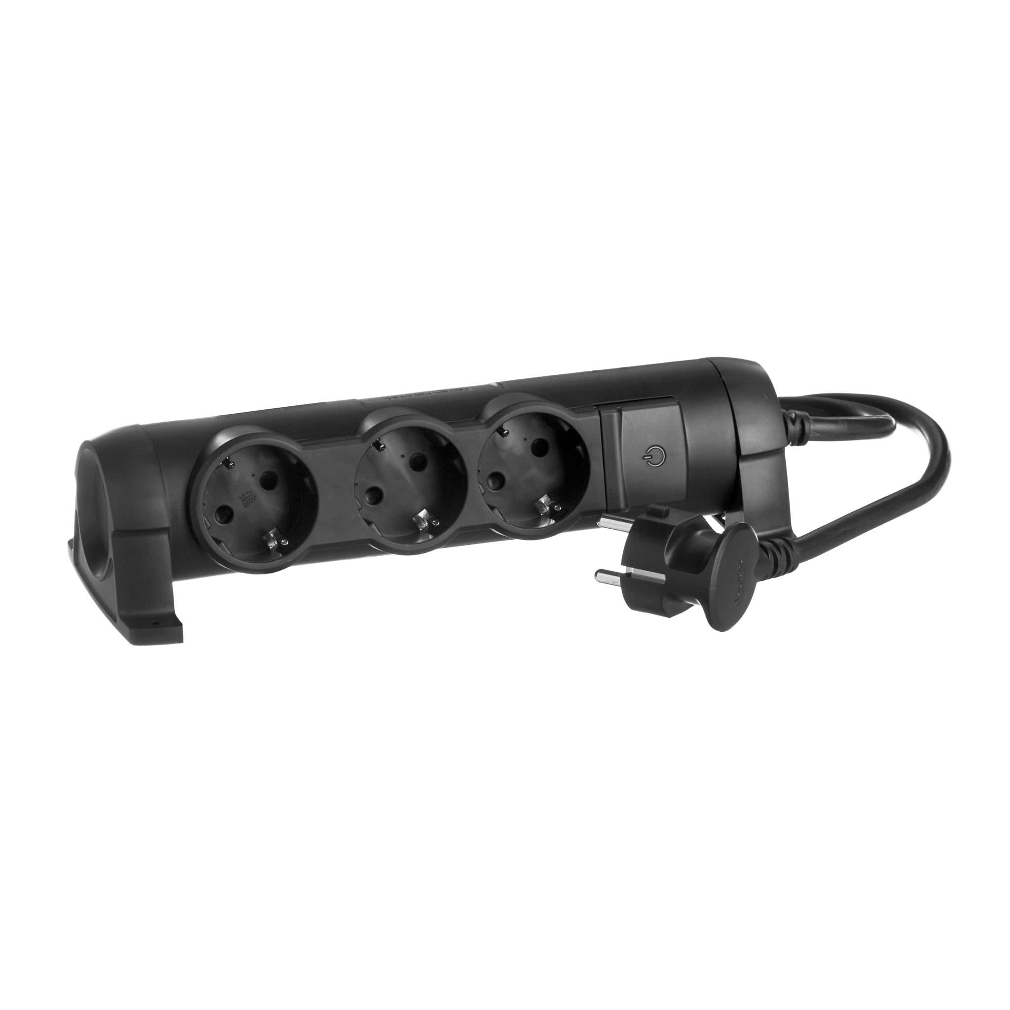 Legrand Комфорт Черный Удлинитель 3x2К+З с выкл., кабель 3м, фиксир. поворотный блок, возможно крепление к стене 694602 — миниатюра 5