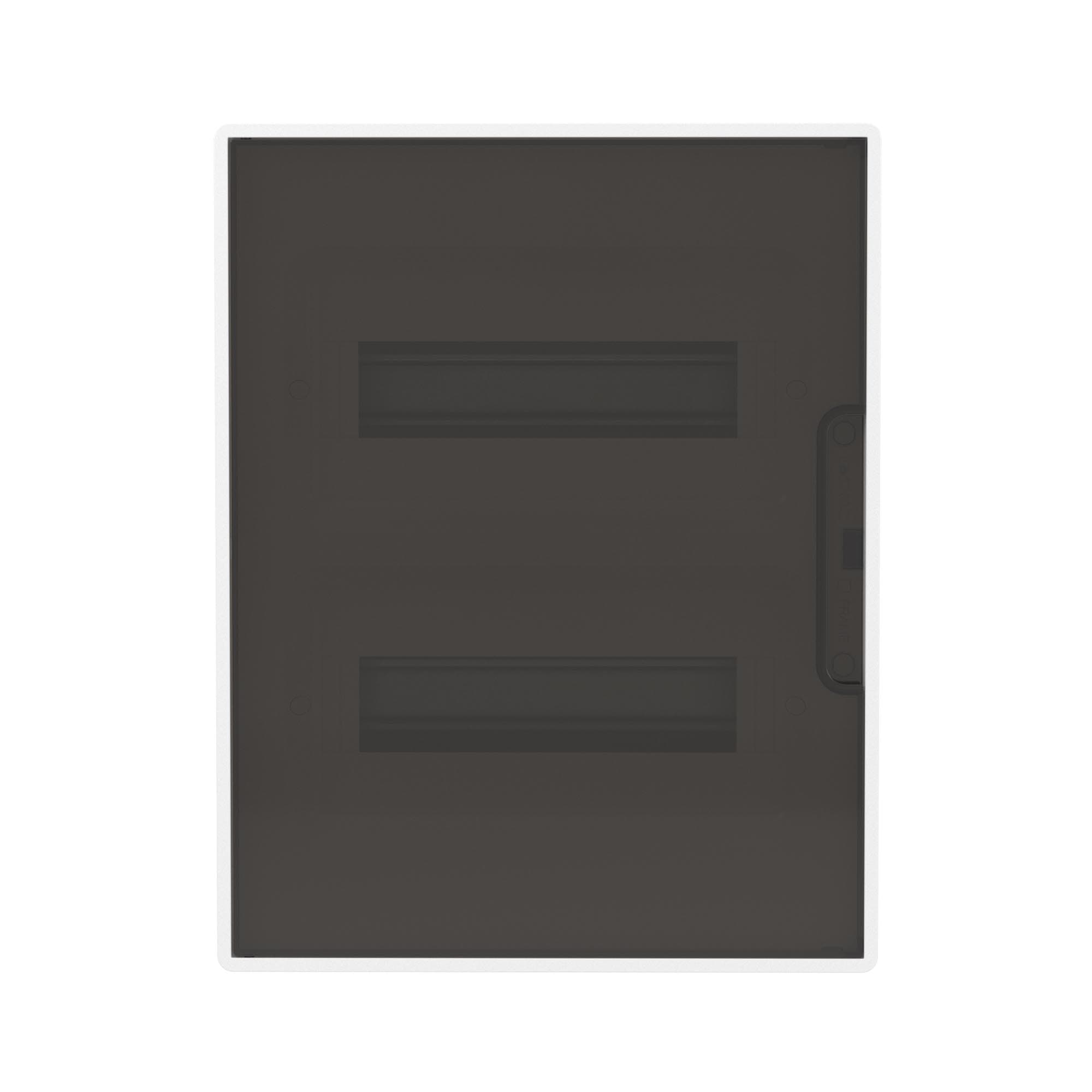 DKC Щиток 24 мод встраиваемый FRAME, белый, с тонированной дверцей, с 4 шинами PEN (2шт на 8 отв. и 2шт на 6 отв.) — миниатюра 2