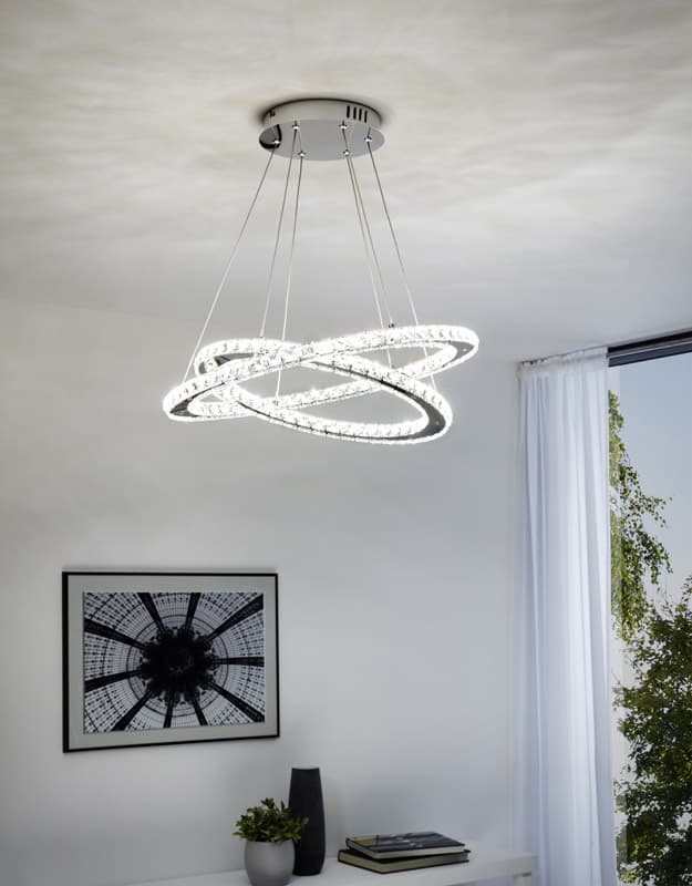 Eglo Подвес LED VARRAZO, 29,6W (LED), Ø550, H1200, сталь, хром/хрусталь, прозрачный 31667 — миниатюра 2