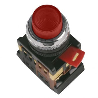 IEK Кнопка ABLFP-22 красный d22мм неон/240В 1з+1р — миниатюра 2