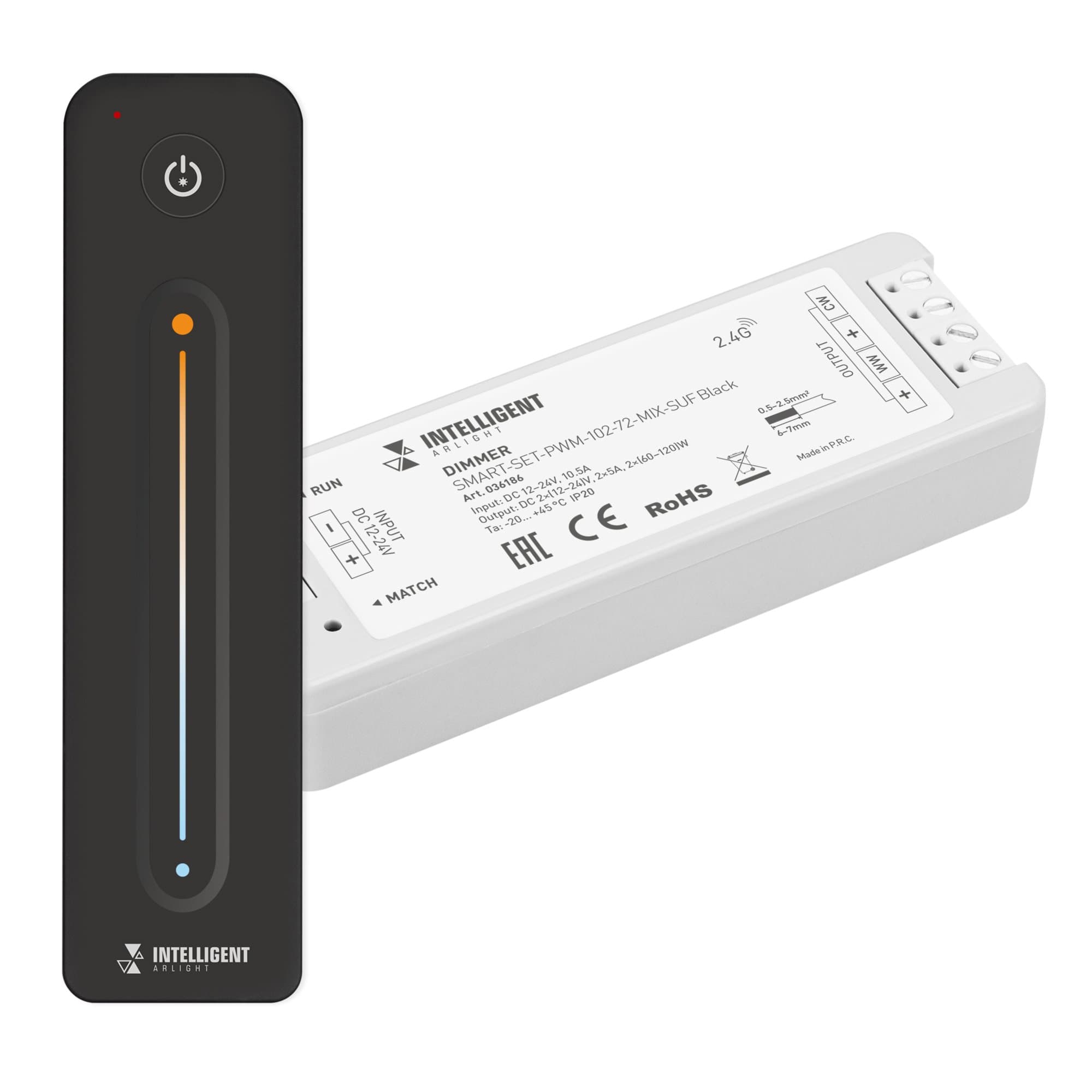 Arlight INTELLIGENT ARLIGHT Диммер SMART-SET-PWM-102-72-MIX-SUF Black (12-24V, 2x5A, ПДУ LINE, 2.4G) (IARL, IP20 Пластик, 5 лет) 036186 — миниатюра 1
