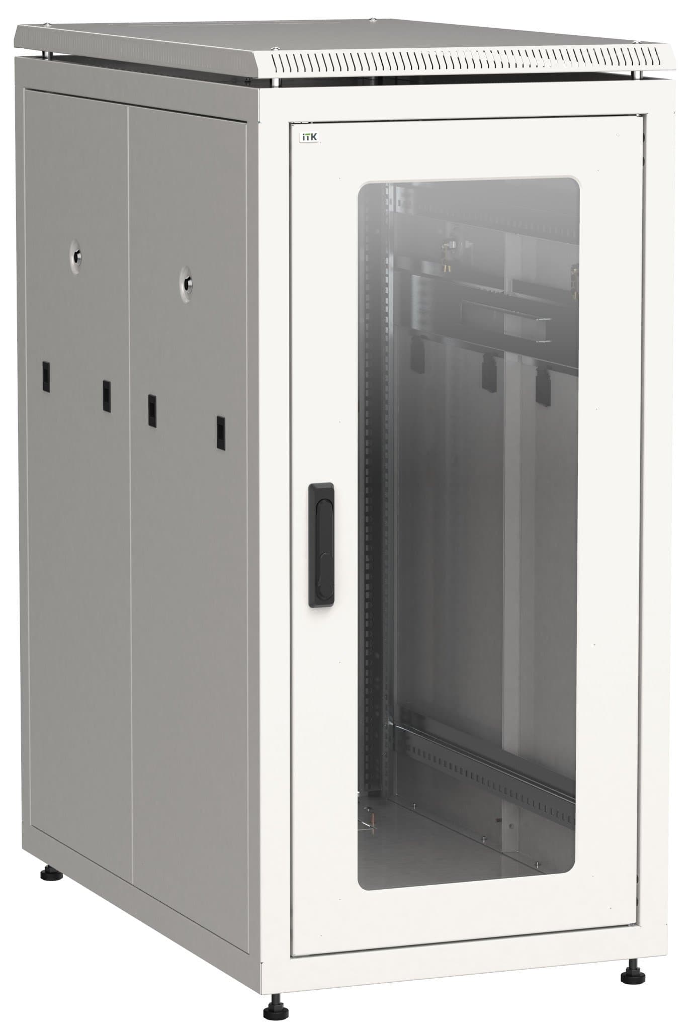 IEK LINEA N ITK Шкаф сетевой 19" LINEA N 24U 600х1000 мм стеклянная передняя дверь,, задняя перфорированная серый LN35-24U61-GP