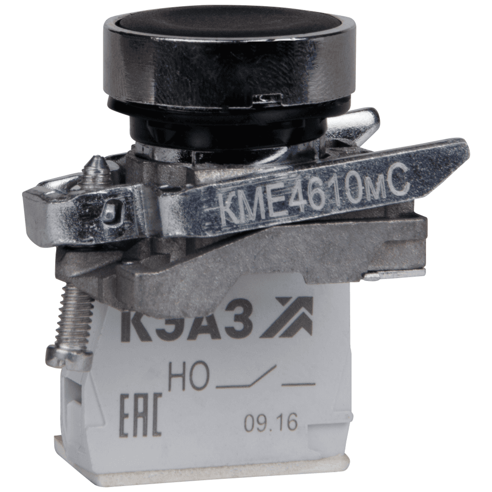 КЭАЗ Кнопка КМЕ4610мС-черный-1но+0нз-цилиндр-IP65