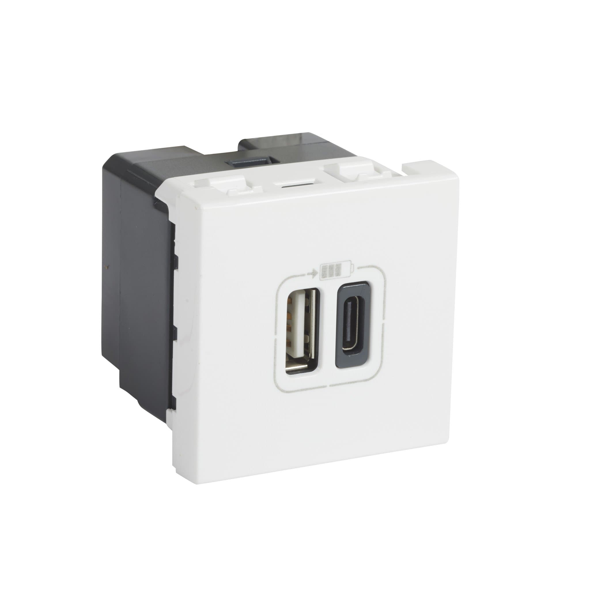 Legrand Mosaic Белый Розетка USB-C+USB-A 2M 077592