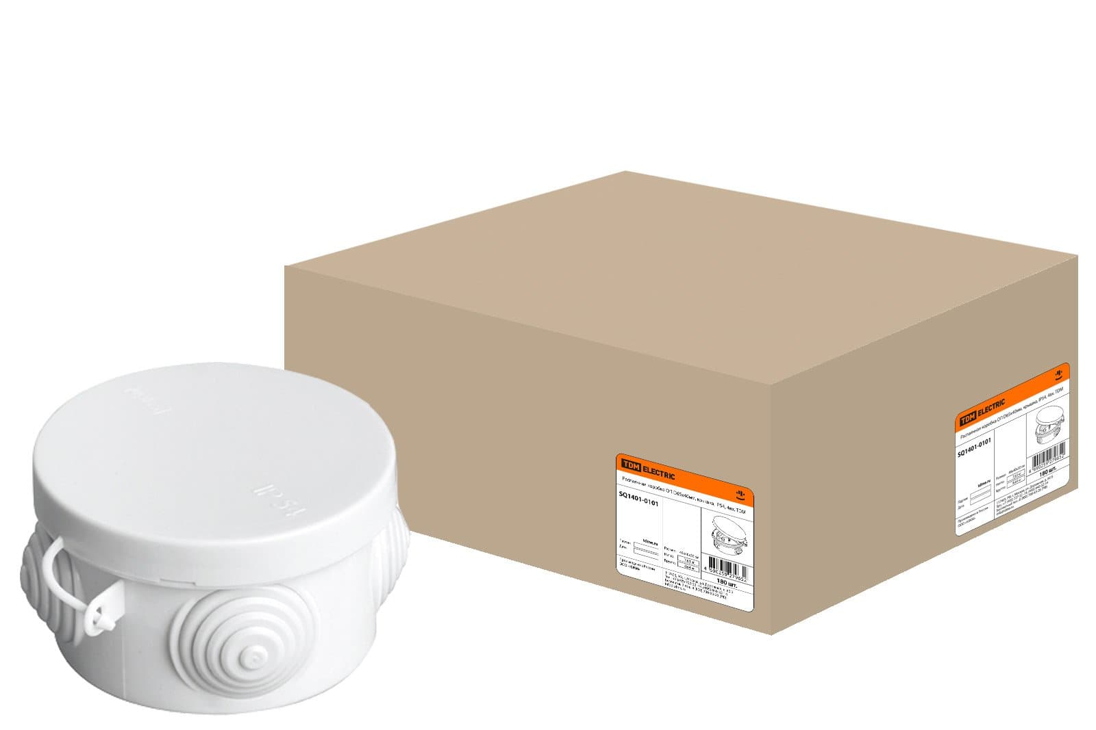 TDM Распаячная коробка ОП D65х40мм, крышка, IP54, 4вх. SQ1401-0101