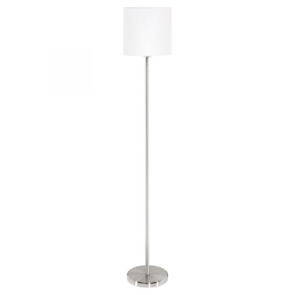 Eglo Торшер PASTERI, 1х60W (E27), Ø280, H1575, никель матовый/текстиль, белый 95164