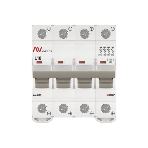 EKF Выключатель автоматический AV-6 DC 4P 10A (L) 6kA AVERES — миниатюра 4