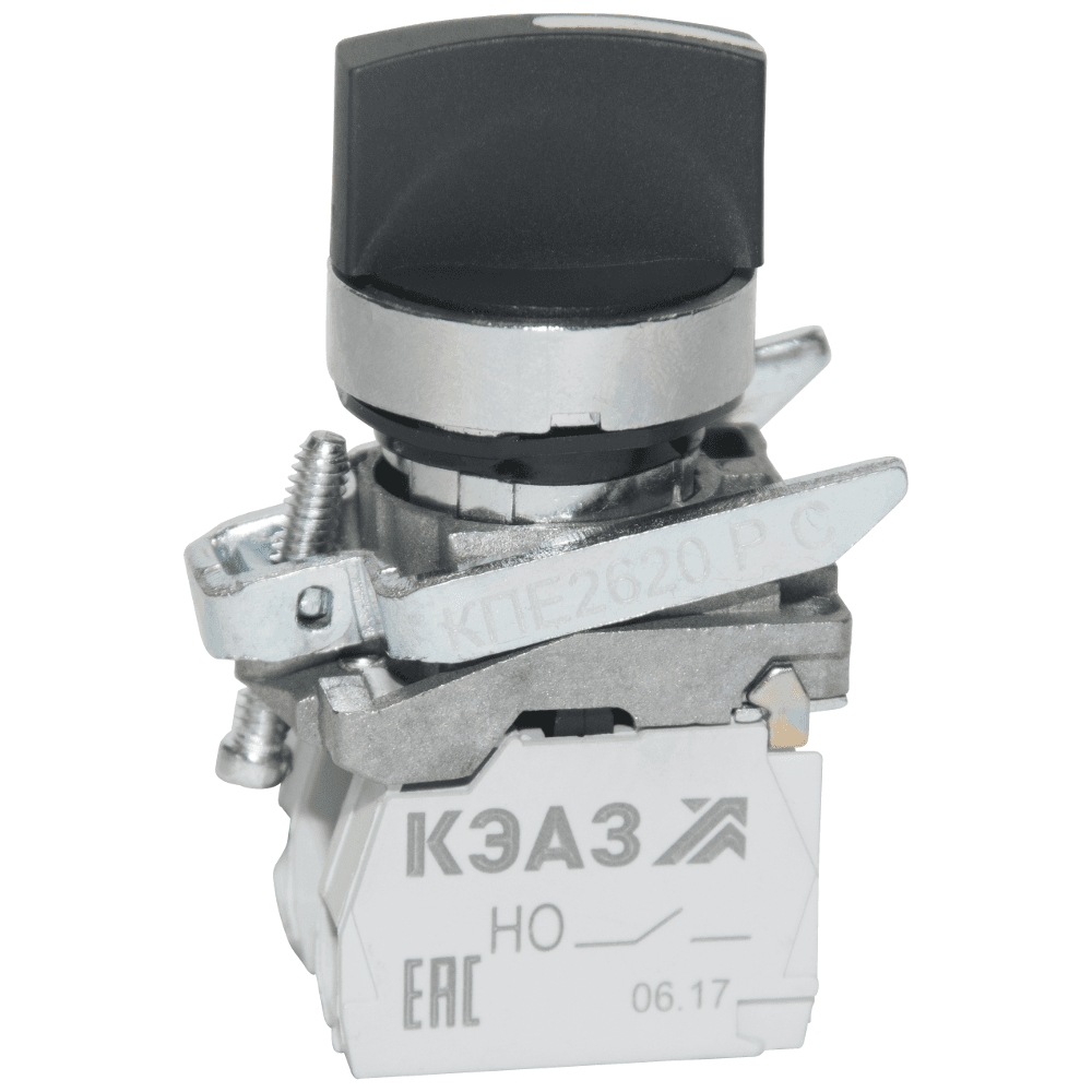 КЭАЗ Переключатель КПЕ2620РС-черный-2но+0нз-ручка-фикс-3поз-IP65