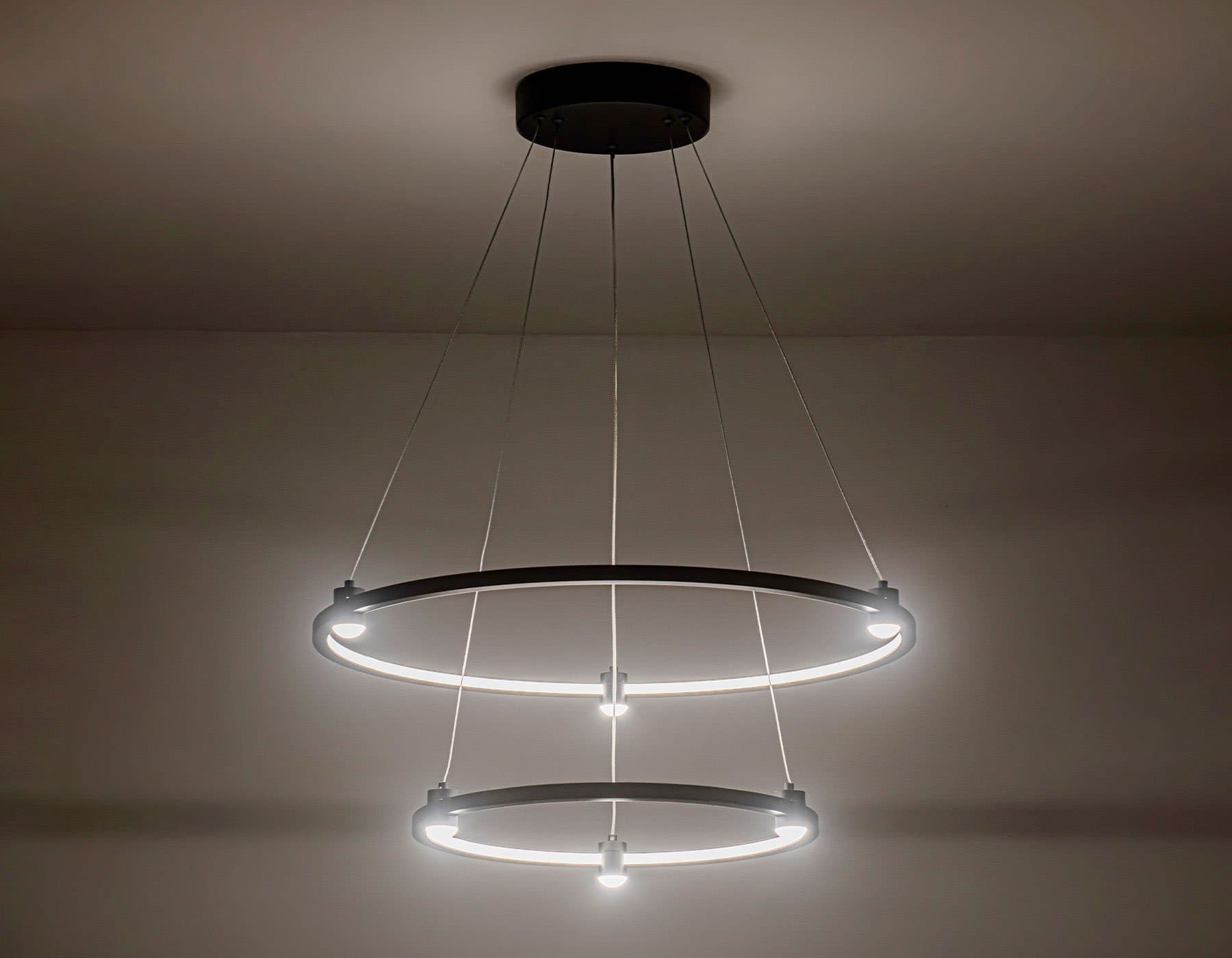 Ambrella Светильник подвесной светодиодный FL5506/2+6 BK черный 45W 3000K/4200K/6400K D600/400*1300 (без ПДУ) — миниатюра 3