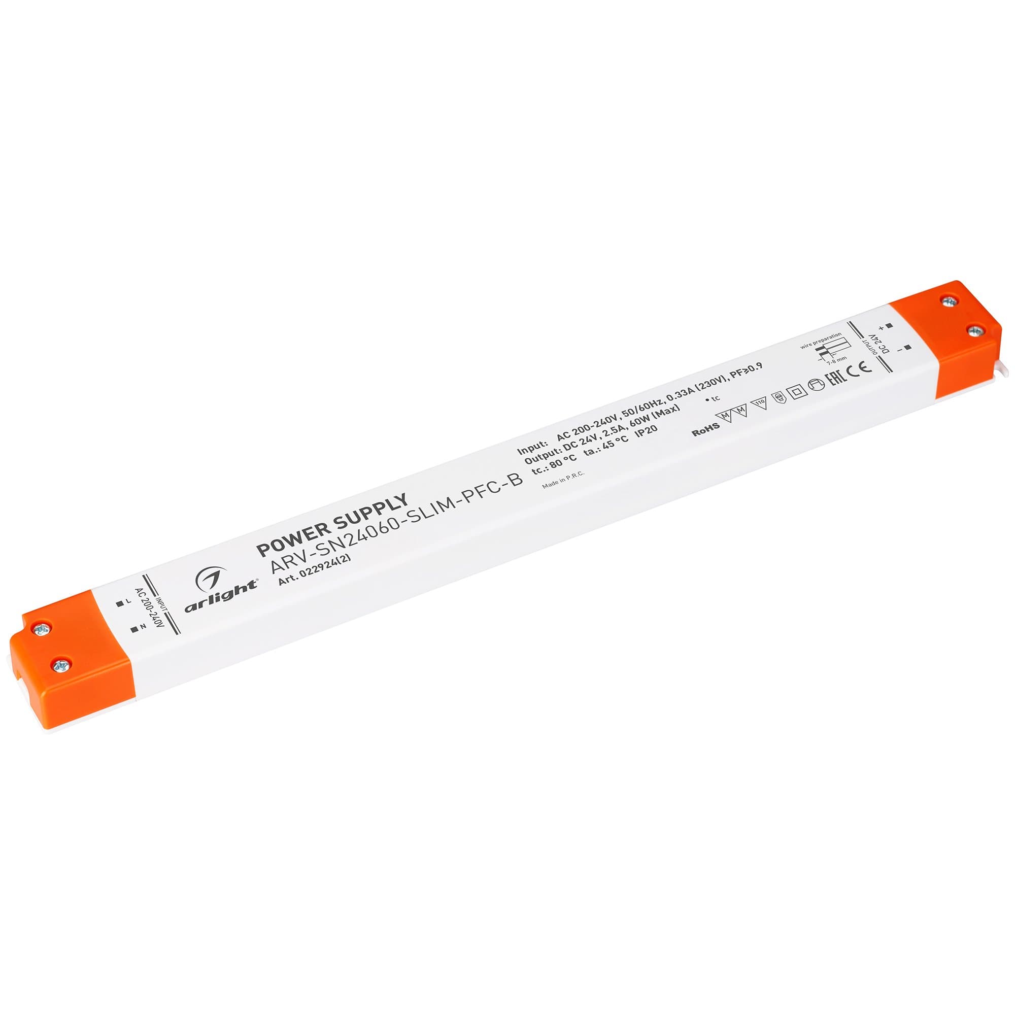 Arlight Блок питания ARV-SN24060-SLIM-PFC-B (24V, 2.5A, 60W) (IP20 Пластик, 3 года) 022924(2)