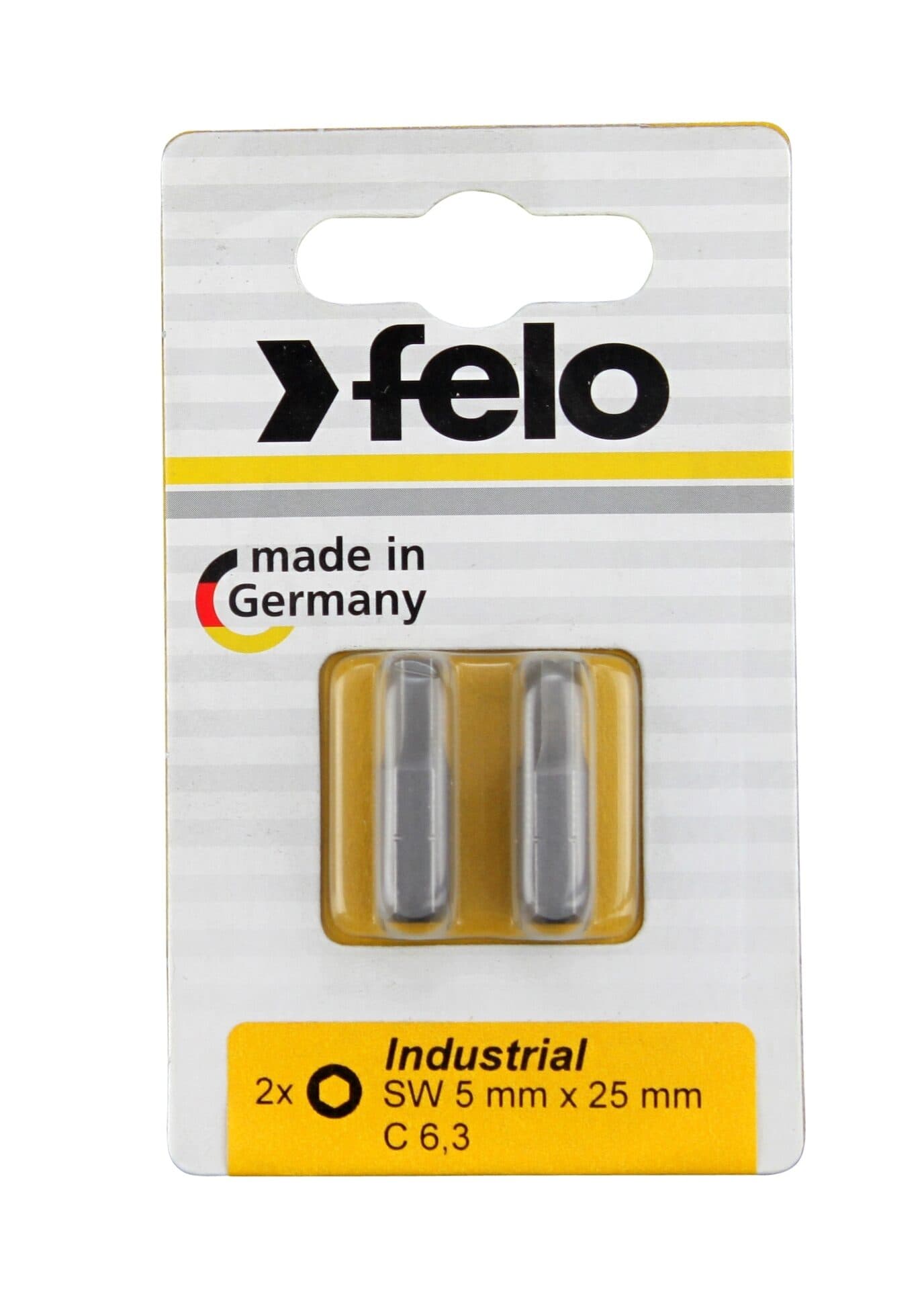 Felo Бита шестигранная 25мм серии Industrial 5 мм, 2шт на блистере 02450036