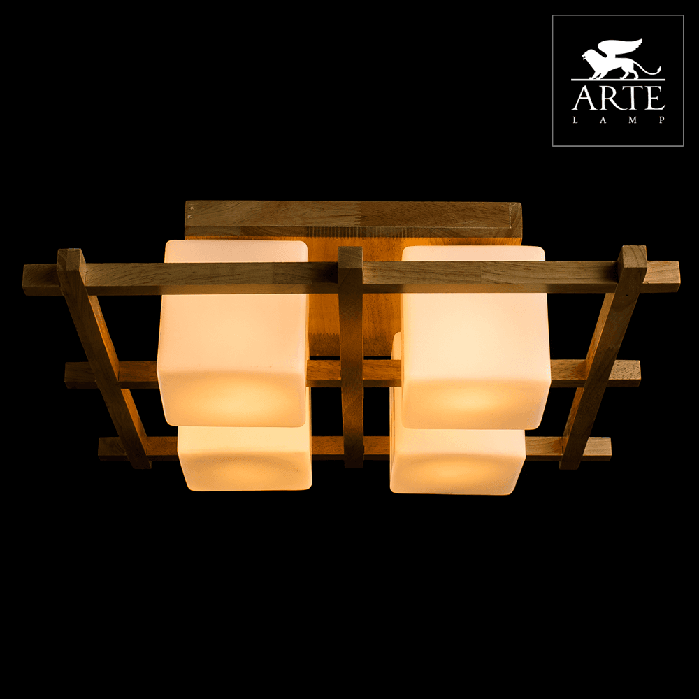 Arte Lamp Woods Бежевый/Белый Светильник потолочный 4x60W 4xE27 A8252PL-4BR — миниатюра 2