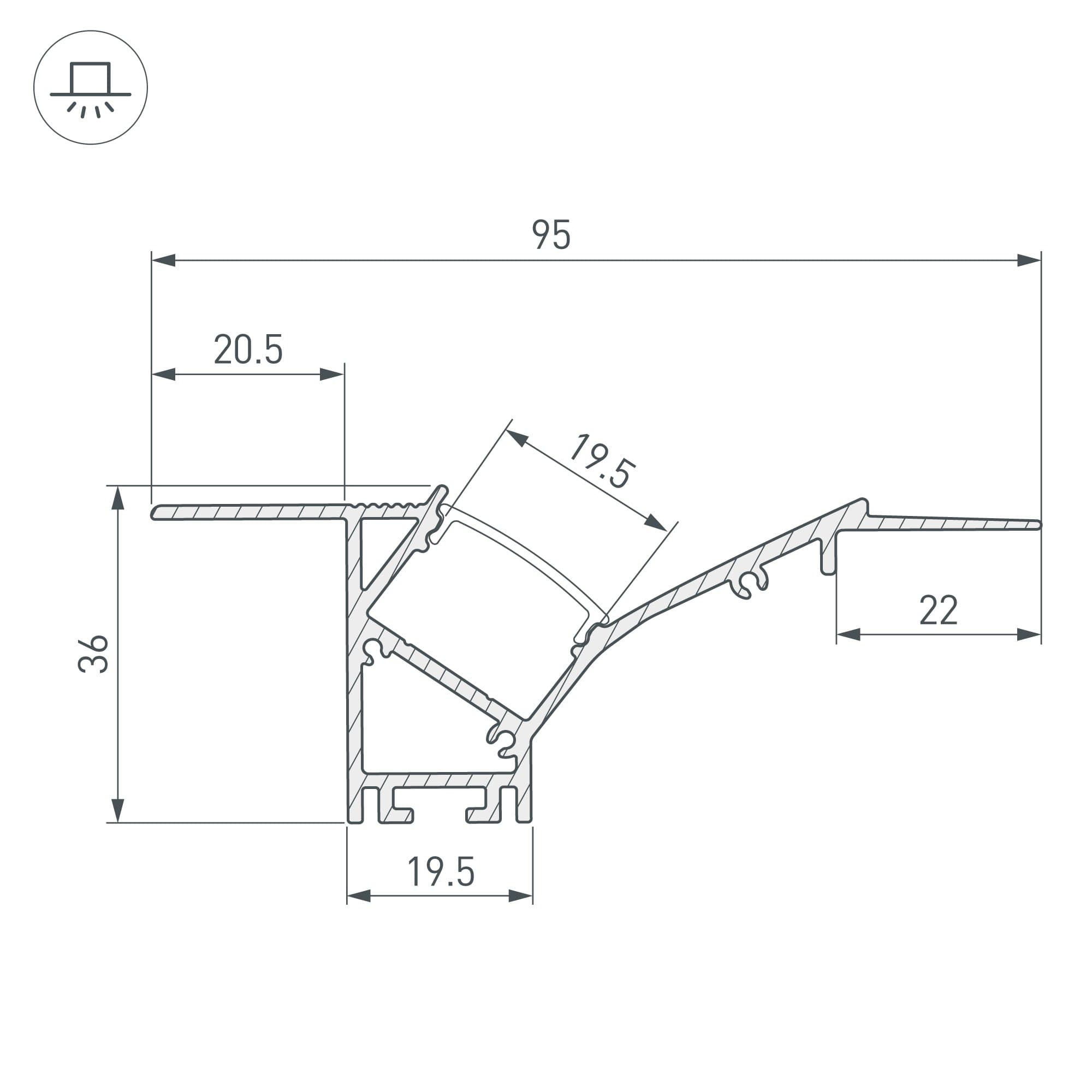 Профиль FANTOM-W45-BEVEL-2000 WHITE (Arlight, Алюминий) 039949 — миниатюра 3