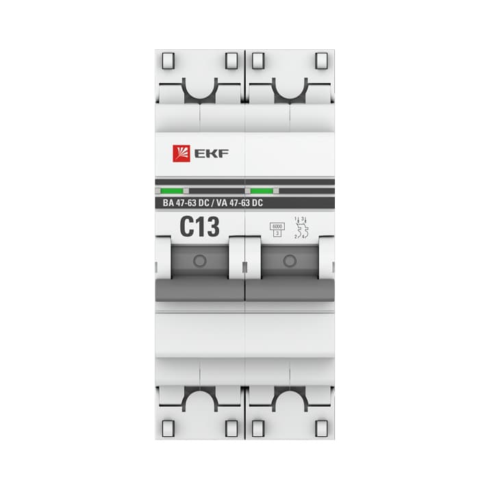 EKF PROxima Автоматический выключатель 2P 13А (C) 6кА ВА 47-63 DC mcb4763-DC-2-13C-pro — миниатюра 3