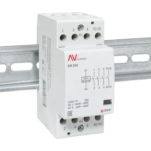 EKF Контактор модульный КМ 25А 4NO 230В АС (2 мод.) AVERES — миниатюра 2