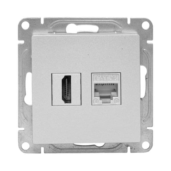 EKF Механизм розетки HDMI+RJ45 (cat5), алюминий Эпика — миниатюра 5