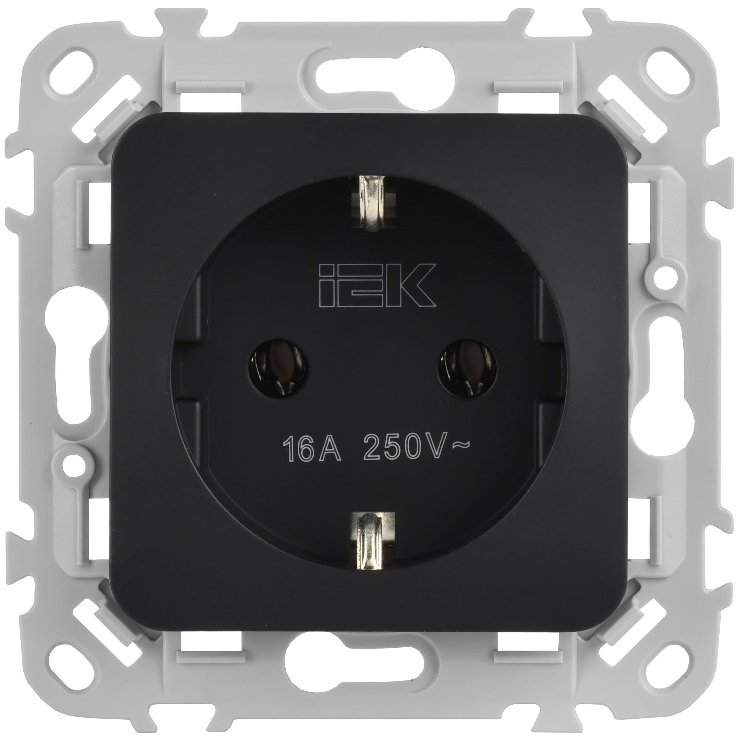 IEK FLITE Черный Розетка с заземлением без защитных шторок 16А — миниатюра 2