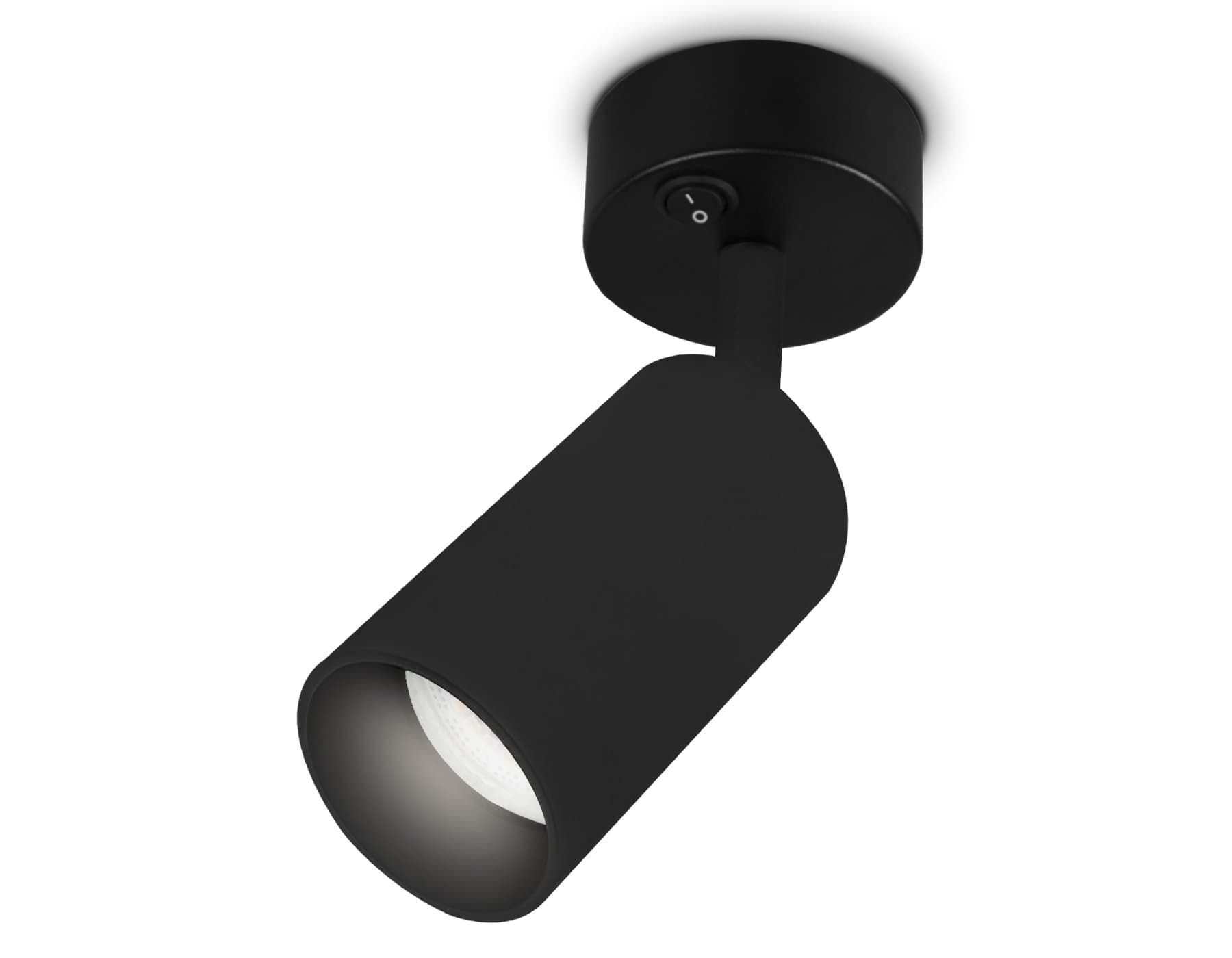Ambrella Накладной спот с выключателем TA127 BK черный GU10 max 12W D70*164*D55