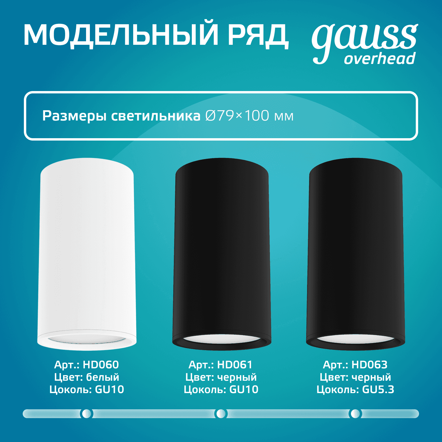 Светильник Gauss Basic, накладной, под лампу GU5.3, белый 1/20/60 — миниатюра 9
