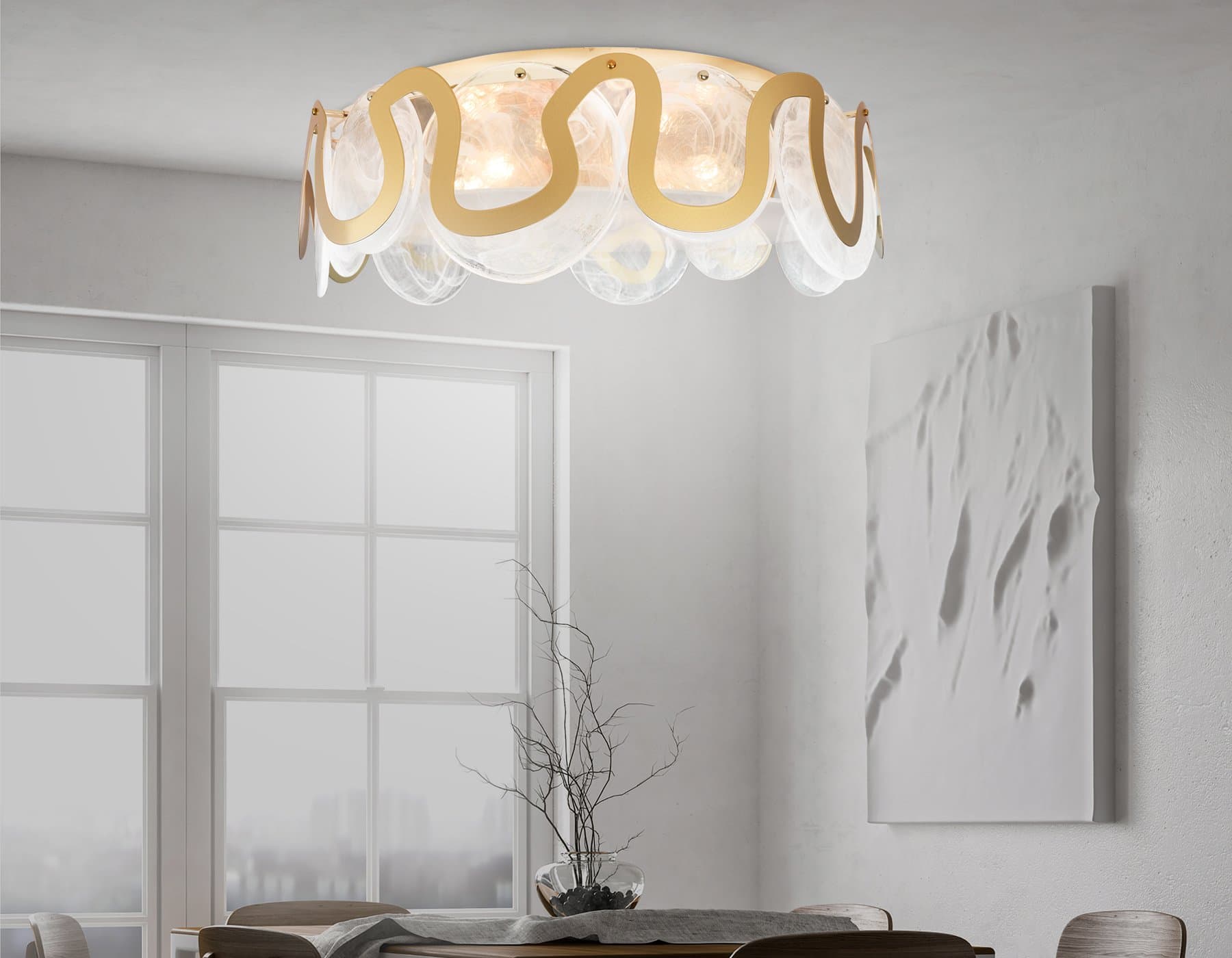 Ambrella Потолочная люстра TR5327/6 GD/FR золото/белый матовый E14/6 max 40W D606*230 — миниатюра 4