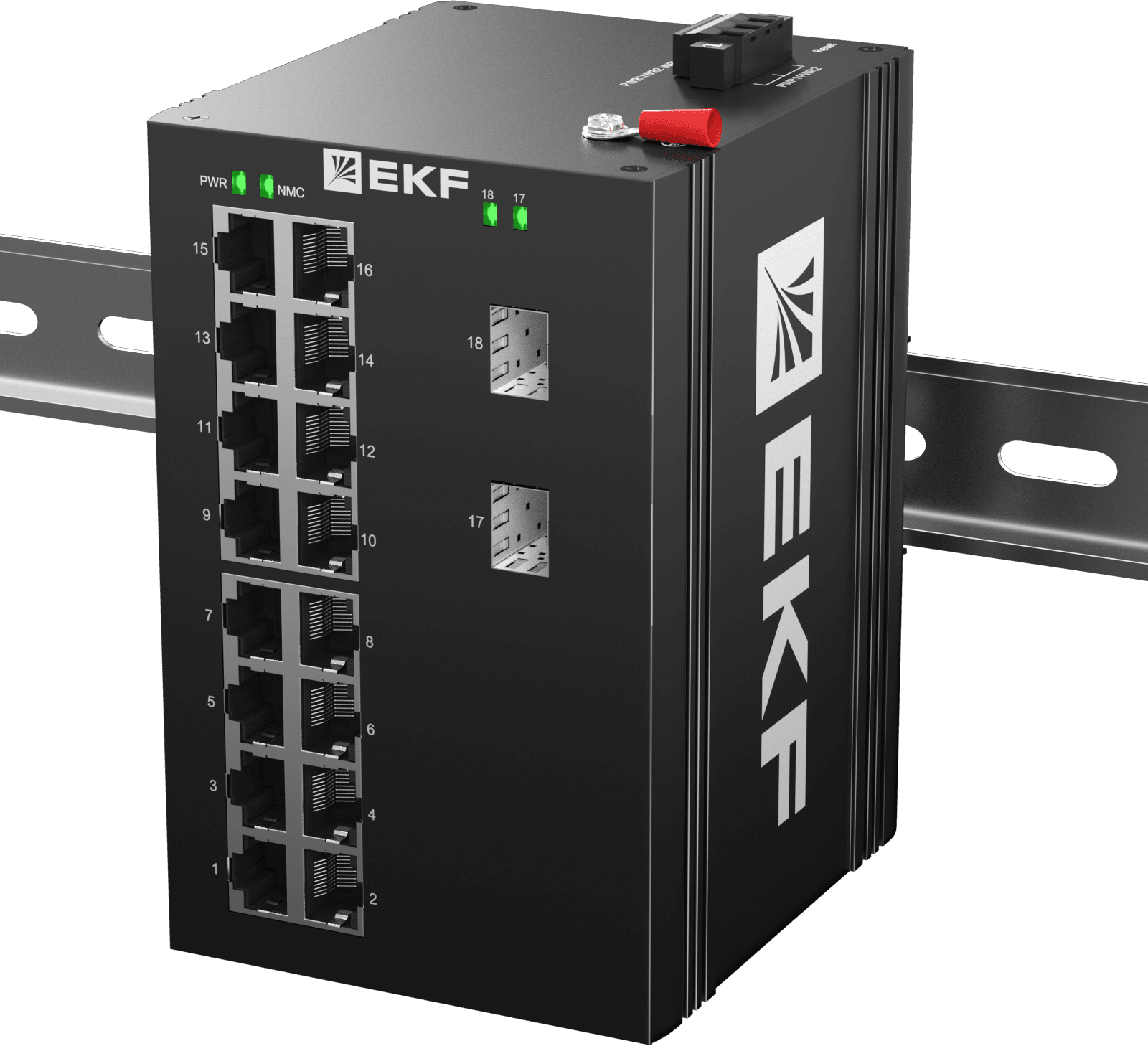 EKF Промышленный неуправляемый коммутатор U-2GX/SFP-16GT, 2 порта 1000Base-X SFP, 16 портов 10/100/1000Base-T(X) RJ45, монтаж на динрейку TSX