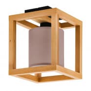 Eglo 390105 Потолочный светильник GRANADOS, 1x40W, E27, L300, B300, H250, сталь, дерево, черный, коричневый/текстиль, капучино, белый