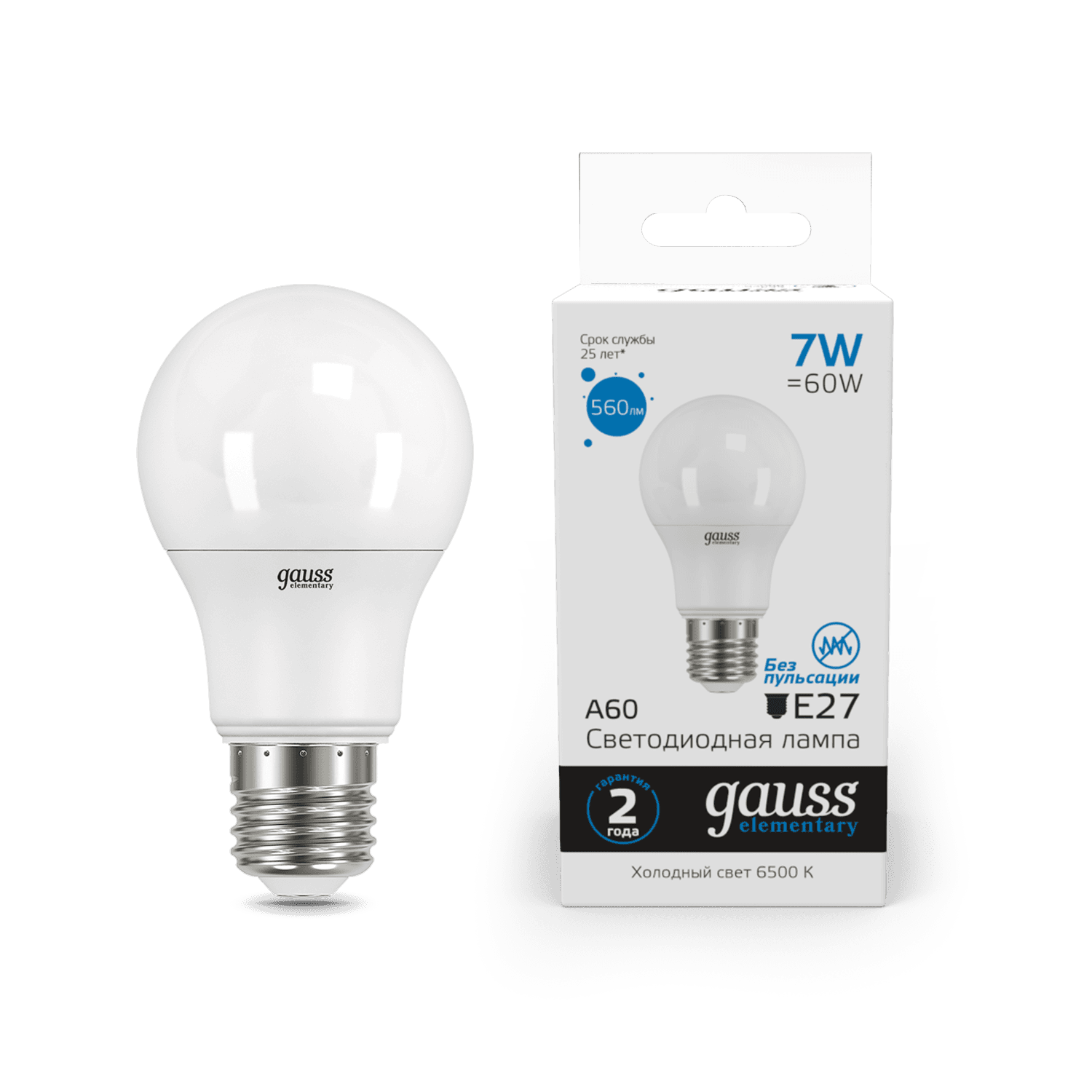 Gauss Лампа Elementary A60 7W 560lm 6500K E27 LED 23237A — миниатюра 7